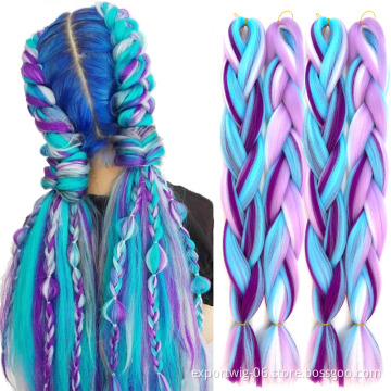 wholesalers candy color braiding hair crochet  24inch synthetic hair extension mix color jumbo braid hair for braiding
